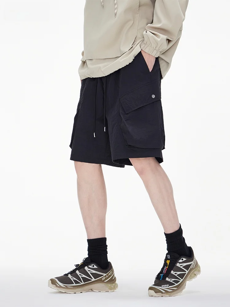 

Chan Month American Retro Work Pants Men Summer New Trend Loose Straight Casual Five-Quarter Pants Youth Vitali Sle Polye...