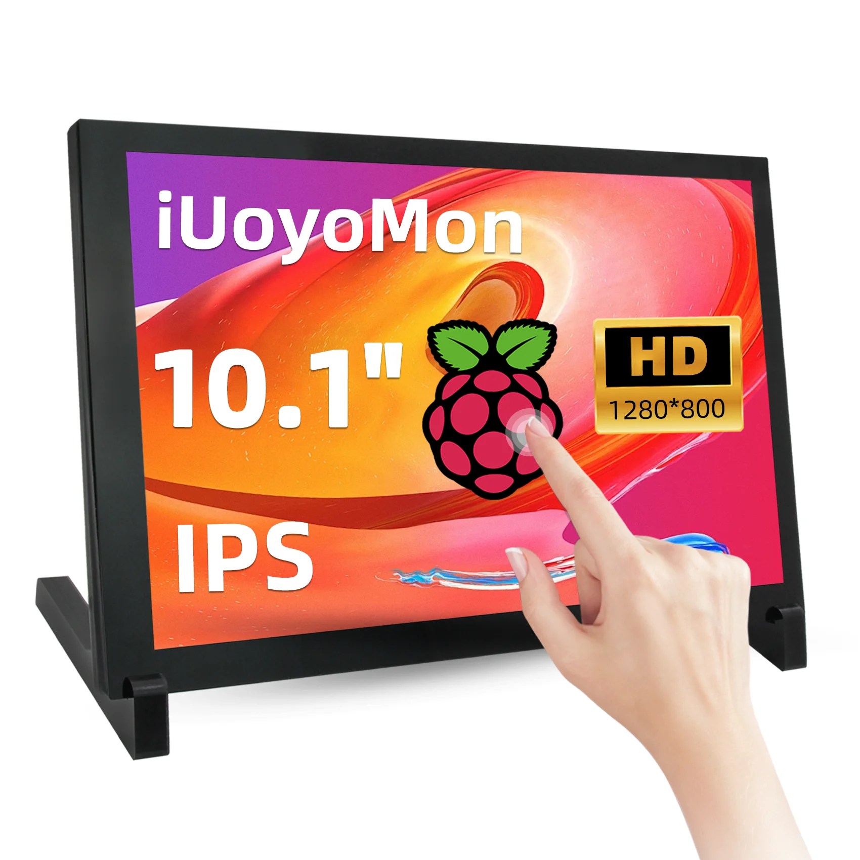 10.1 Inch IPS LCD Touch Screen 1280x800 HDMI Display with Case Holder Monitor for Raspberry Pi 5 4B 3B