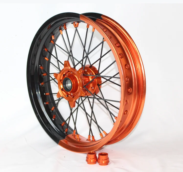 New product OEM bicolor wheels 17 inch aluminum alloy spoke wheel set for supermoto