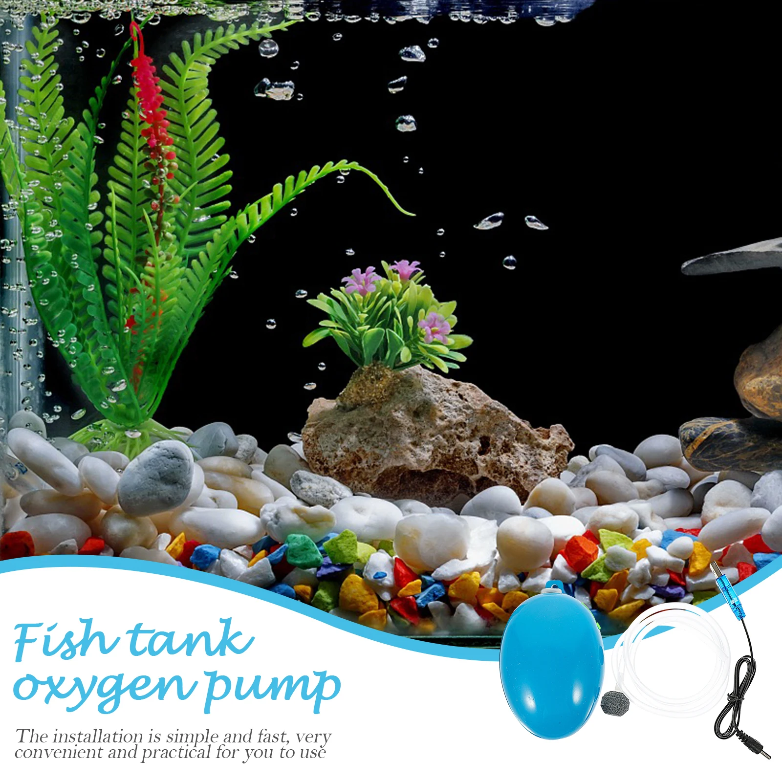 

208 Charging Portable Oxygen Pump Aquarium Blue Color Fishing Lightweight