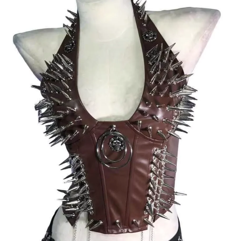 

Harajuku Punk Rock Y2K Halter Camisole TOPS Eco Goth Hand Made 90s Grunge Teen E-Girls Skull Emo Kawaii DIY Gothic Tank