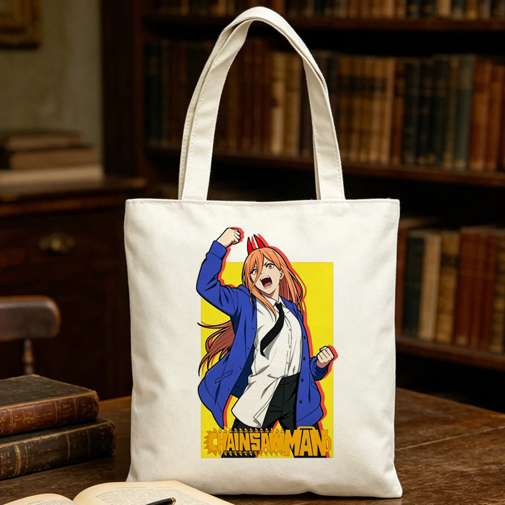 Chainsaw Man tote bag foldable y2k canvas  sac cabas woman