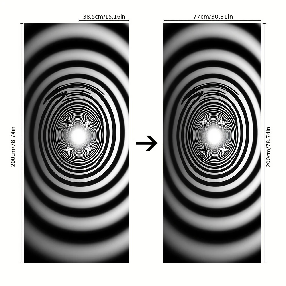 قطعة واحدة من ملصق الباب المزخرف بنمط حلزوني أبيض وأسود، مناسب لغرفة المعيشة وغرفة النوم والمكتب وديكور جدار المتجر #4