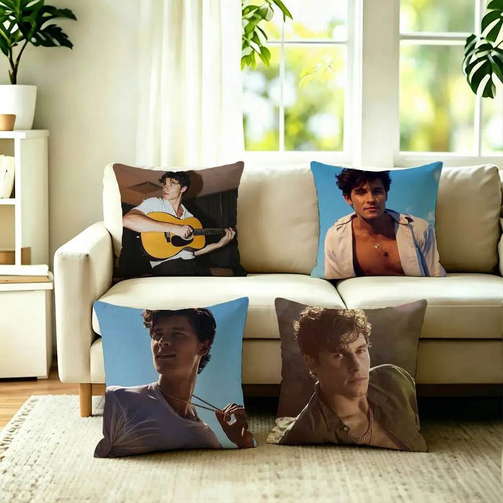 Hot Singer S-Shawn Mendes Pillow Case Square Double-Sided Sofa Cushion Cover Bedroom Bedside Pillow
