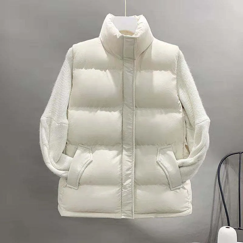 

Solid Cropped Vest Women Oversized Thicken Warm Down Cotton Coats Autumn Winter Korean Fashion Casual Sleeveless Female Jacket