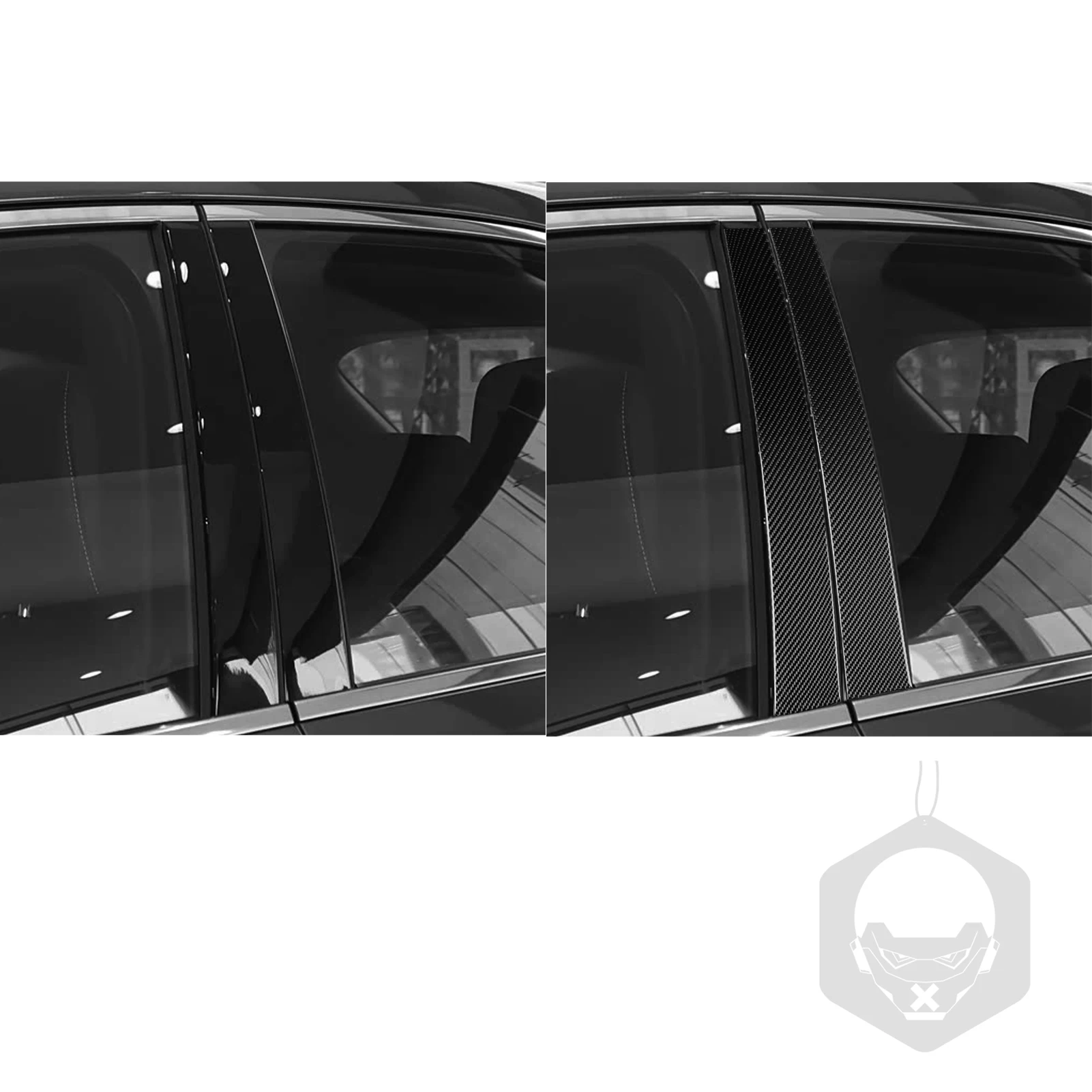 ألياف الكربون الحقيقية اكسسوارات السيارات B-عمود لوحة غطاء الكسوة ملصق ناعم لكزس RX300 RX350h RX500h 2023 2024 2025 2026 #4