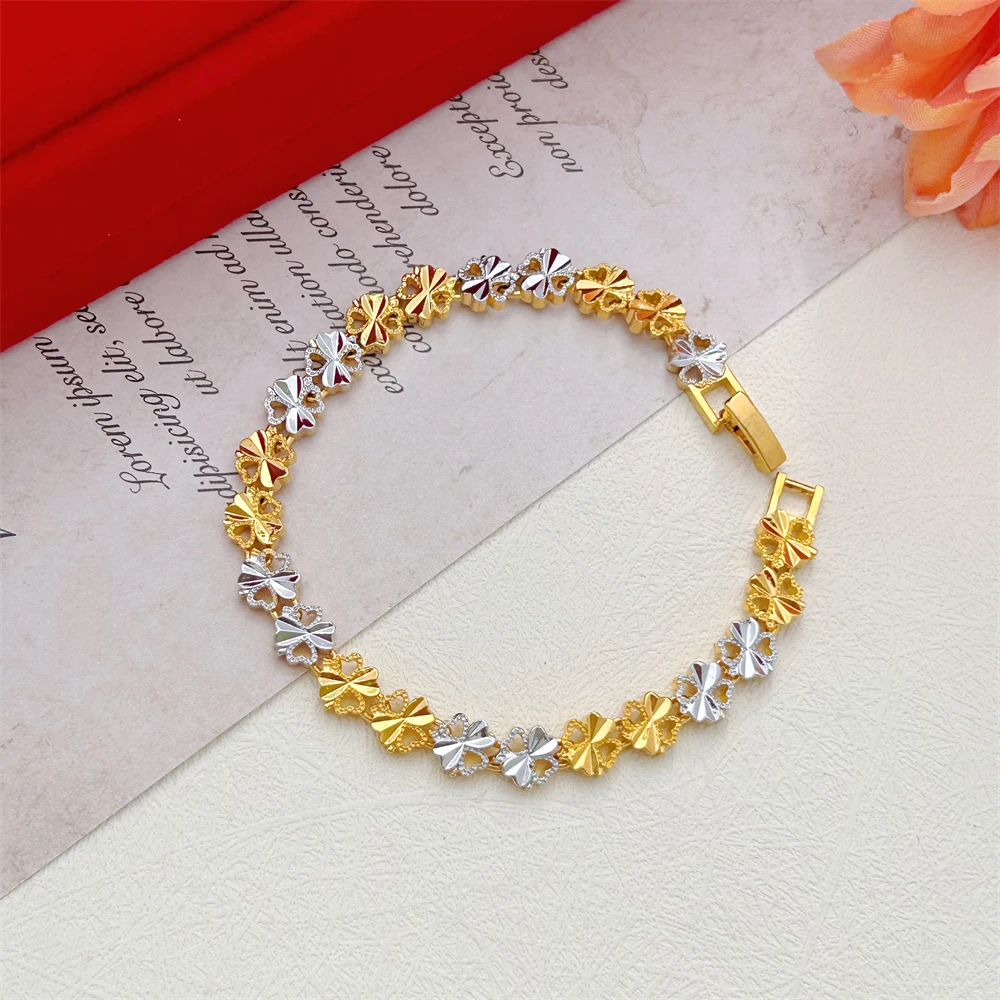 Women\'s Hand Bracelets Flower Heart Wide Chain Cuff Bangle Bracelet Pulsera Femme Wristband Pulsera Femme Wedding Jewelry Gifts