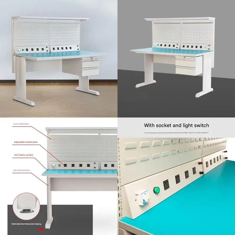 Modern Metal Workbench Desk Medium Heavy Duty Industrial Style for Office School Workshop Hospital Warehouse Factory