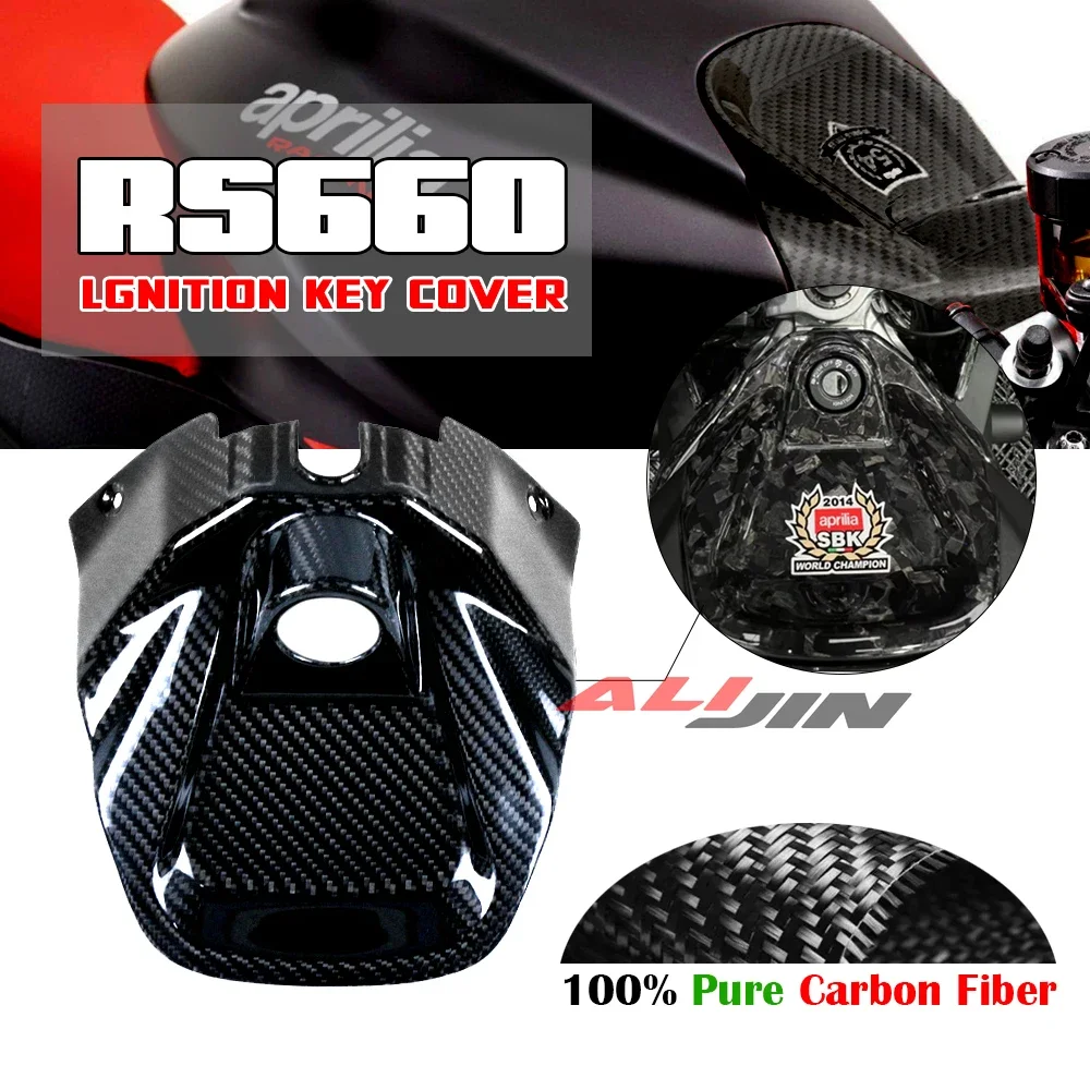 100% Real Dry Carbon Fiber Fit Aprilia RS660 TUONO 660 2021-2023 Motorcycle Front Tank Key Ignition Barrel Cover Fairing Case