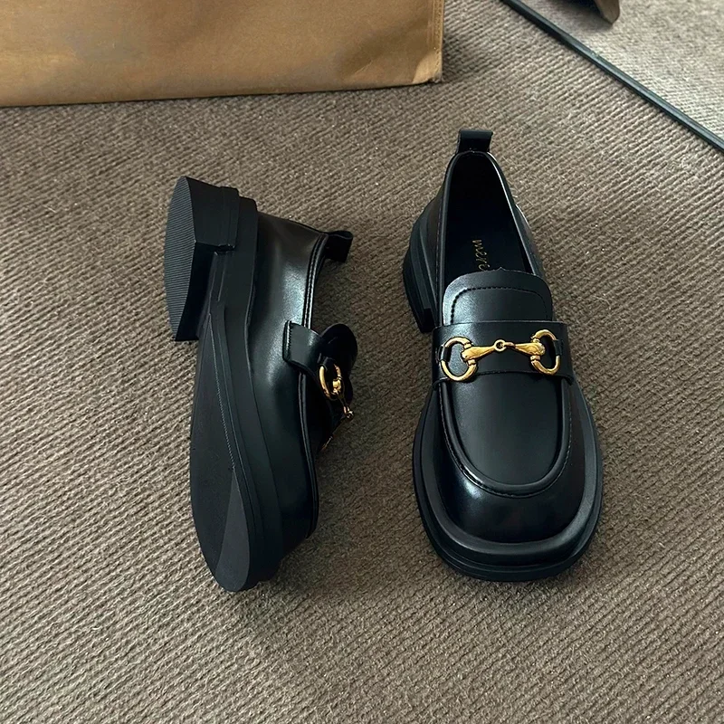 New Women's Flat Shoes Leather Casual Sneakers  Women's Lightweight Thick Base Low Heel Pumps Women's Shoes