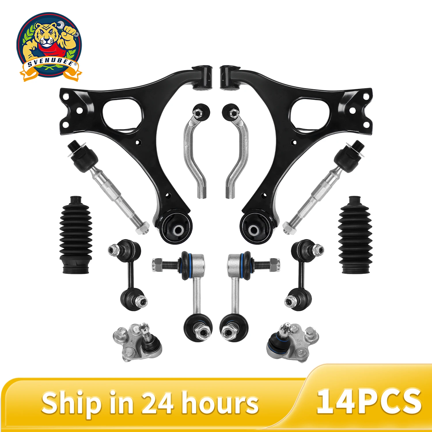 Svenubee 14Pcs Front Lower Control Arm Sway Bar Links Tie Rod End Assembly Kit for Honda Civic 2006 2007 2008 2009 2010 2011