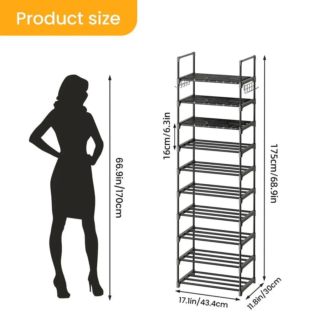 10Tier Adjustable Kitchen Cabinet Organizer Matte Black Metal Shelf For Spices, Cookware, Appliances Heavy Duty Modular Pantry