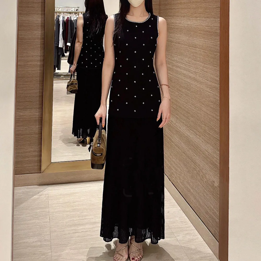 

Новое летнее платье-жилет 2026 года, однотонное, с круглым вырезом, без рукавов, длинное, класса люкс