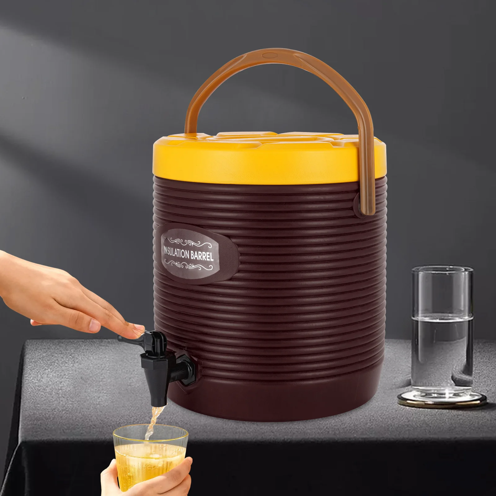 

1 Premium Insulated Hot and Cold Drink Dispenser Large Capacity with Faucet Handle Office Home Outdoor Sealed Heat Preservation