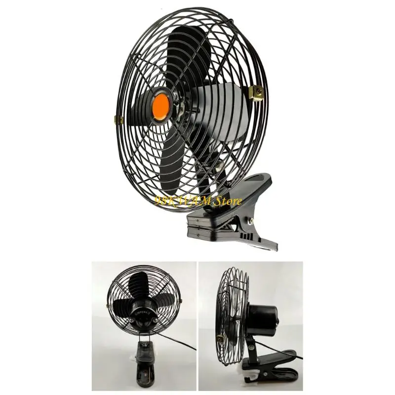Vehicle Cabin Fan 12V with Metal Guard, Clip Mount and Two-Speed Cord Control for Everyday Cooling Support Use 68UF