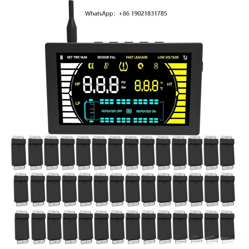 18-Wheel trailer TPMS system with RS232 and RS485 output solutions, truck tire pressure monitoring system with bandage sensors