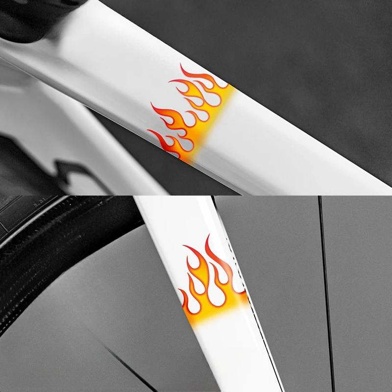 Flame Bike Stickers Waterproof Vinyl Decals Road Bicycle Frame Fork Handlebar Motorcycle Helmet Decoration