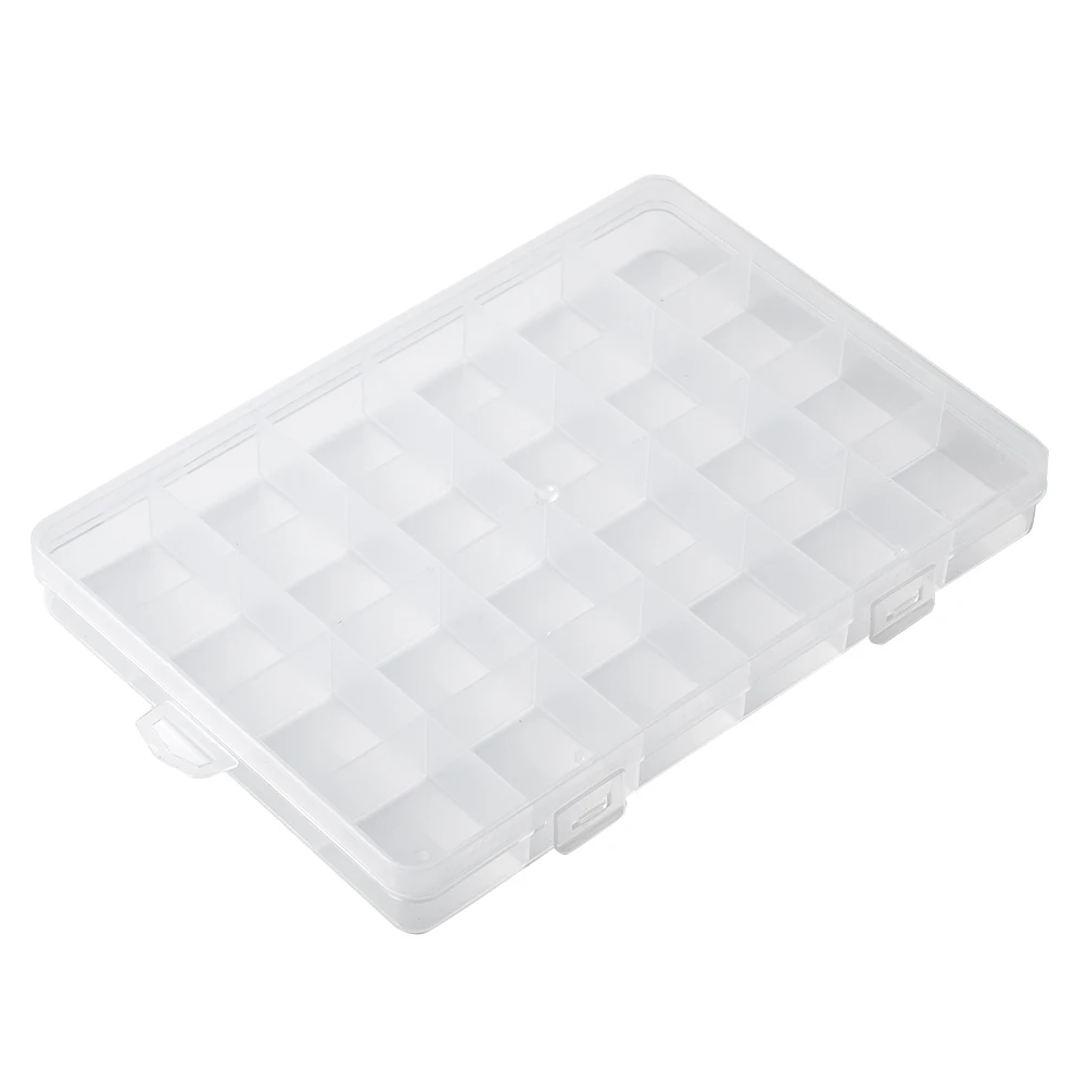 Transparent 24 Grid Storage Box Organizer 19cmx13cmx2.5cm For Rings&Beads&Pills&Jewelry&Cosmetics&Medicines Home Storage Box