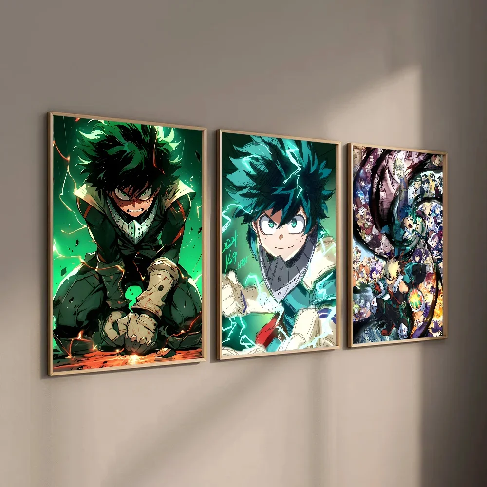 Midoriya Izuku Deku My Hero Academia Classic Poster Self-adhesive Art Waterproof Paper Sticker Coffee House Bar Room Wall Decor