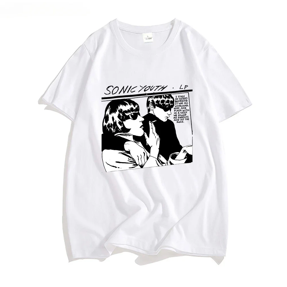 S-Sonic Youth Band Printed T-shirt Four seasons short sleeve aesthetics Handsome fashion hip hop top for both men Round Collar