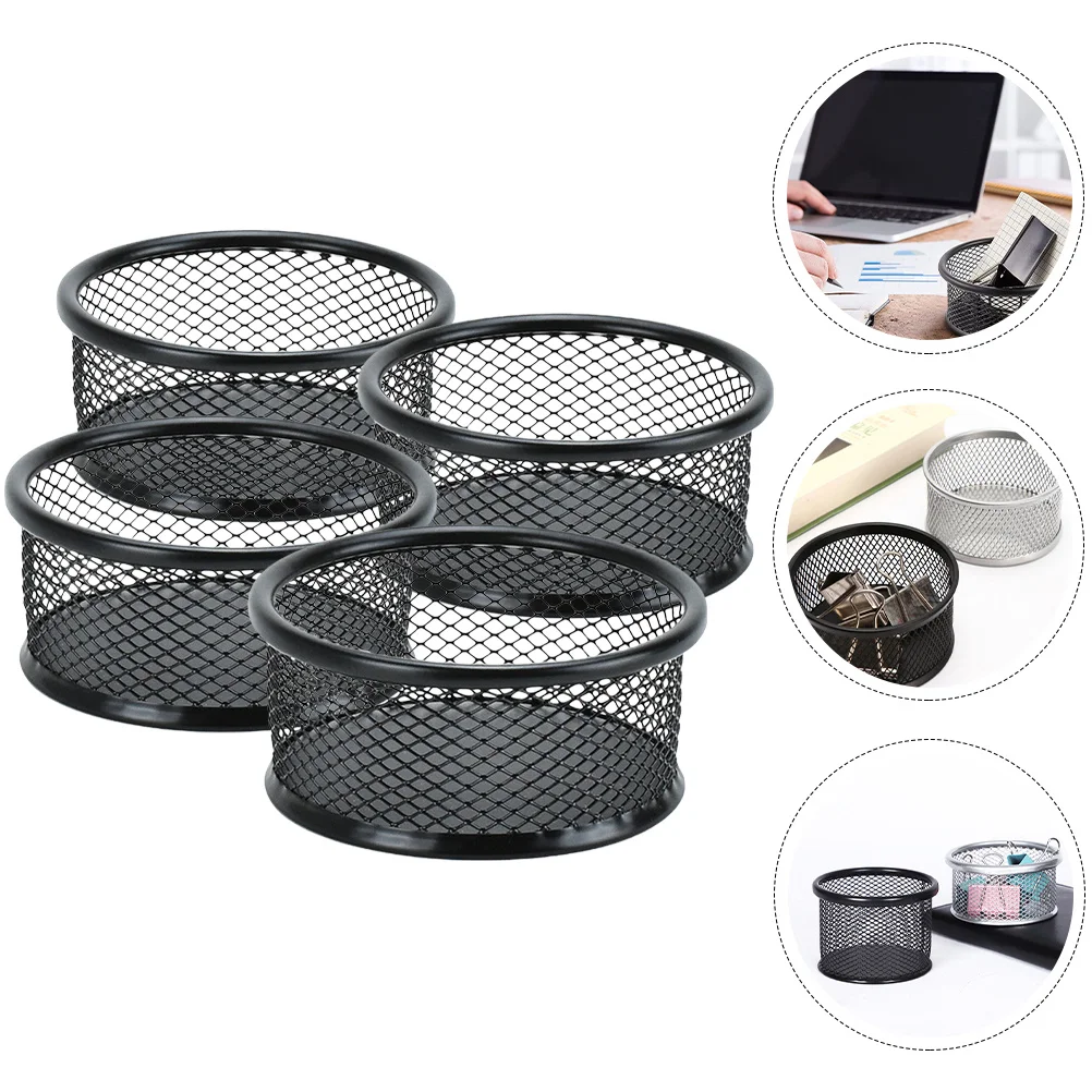 

4pcs Paperclip Holder Mesh Desktop Storage Containers Stackable Design For Office Home School Organizers Paper Clip