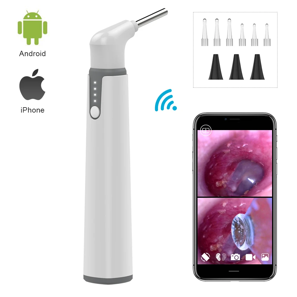 

Top 1PC 2 PCS 3.9mm WIFI Ear Otoscope 2MP Inspection Camera Digital Endoscope Earwax Cleaner for Kids and Adults Android iPhone