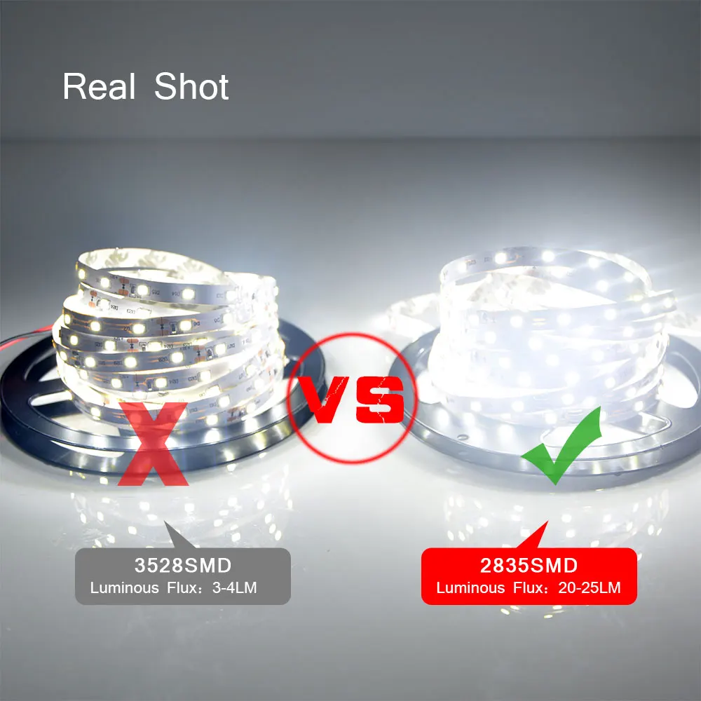 5M RGB LED Strip Lights DC12V SMD2835 Flexible LED Tape Diode Light for Room Wall Kitchen Cabinet Decor With/Without Waterproof