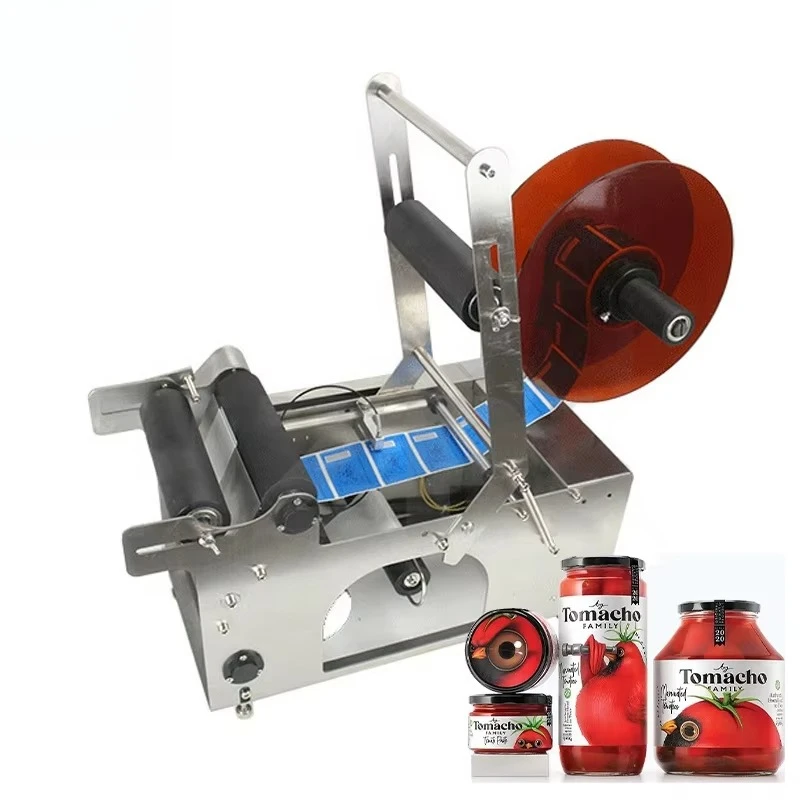 MT-50 Supplier Commercial Durable Adhesive Label Round Bottles Jar Cans Sauce Cosmetics Semi-Automatic Labeling Machine for Sale
