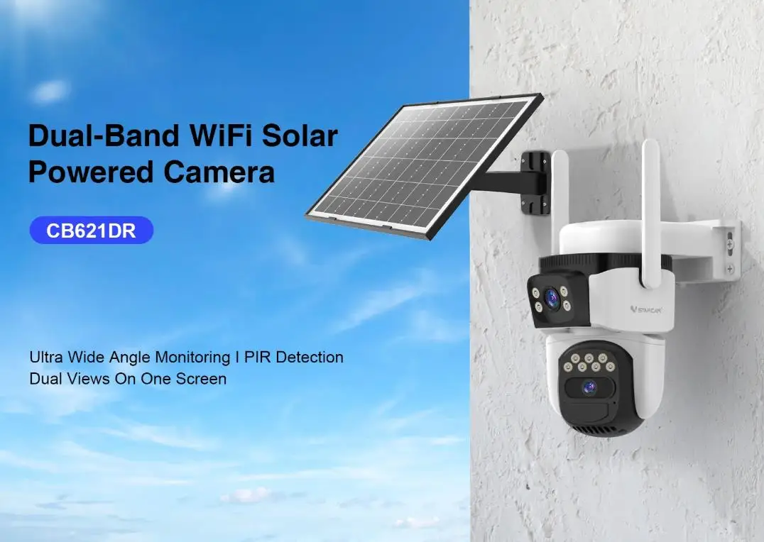 Vstarcam CB621DR 4MP O-Kam APP Dual Lens Solar Power Wireless PTZ IP Dome Camera AI Humanoid Detection Home Security  Monitor