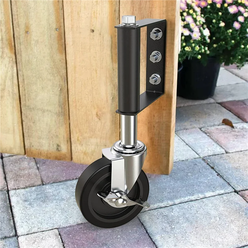 ABSE-Heavy Duty Gate Caster, Spring Loaded Gate Wheel, Swivel Gate Caster Wheel For Wooden Gate And Fence 220LBS Capacity