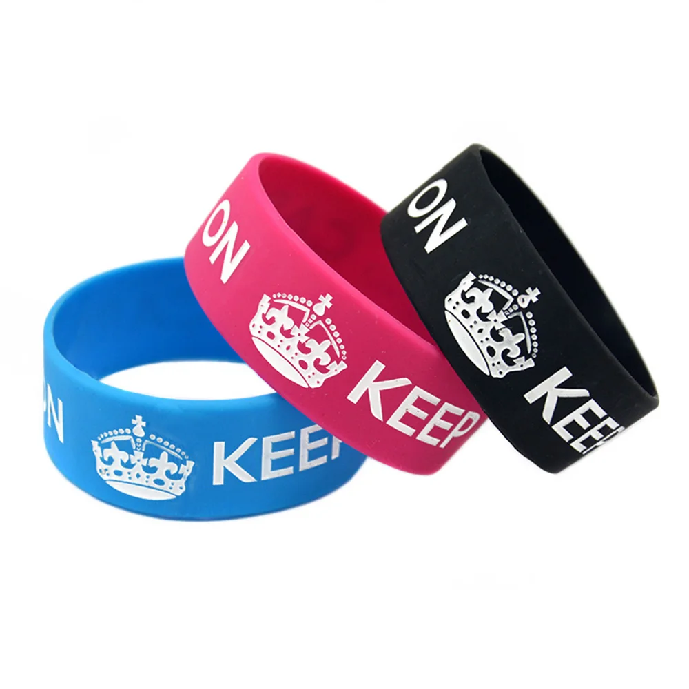 25 Stück, 2,5 cm breit, „Keep Calm And Carry On“-Silikonarmband, inspirierendes Armband, Unisex, tägliches Gummi-Handschmuckstück – Detail 2