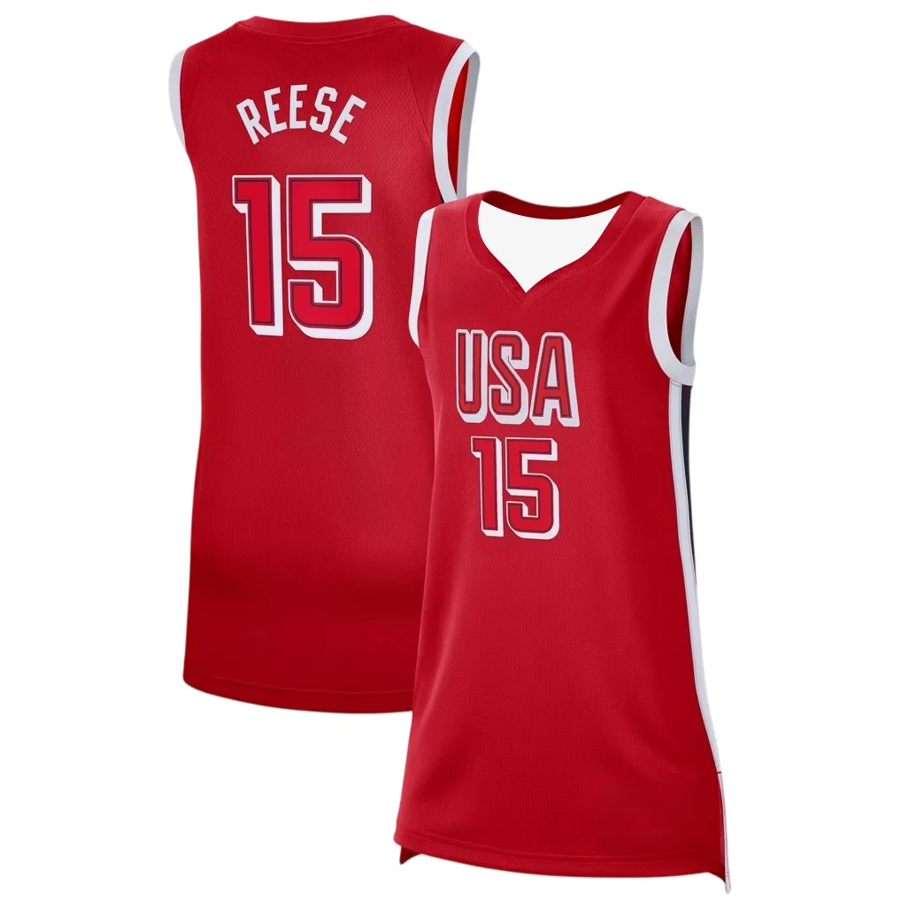 2026 America Angel Reese #15 Unisex Basketball Jersey Men Women Summer Breathable Tank Top Sports Vest Family Matching Clothing