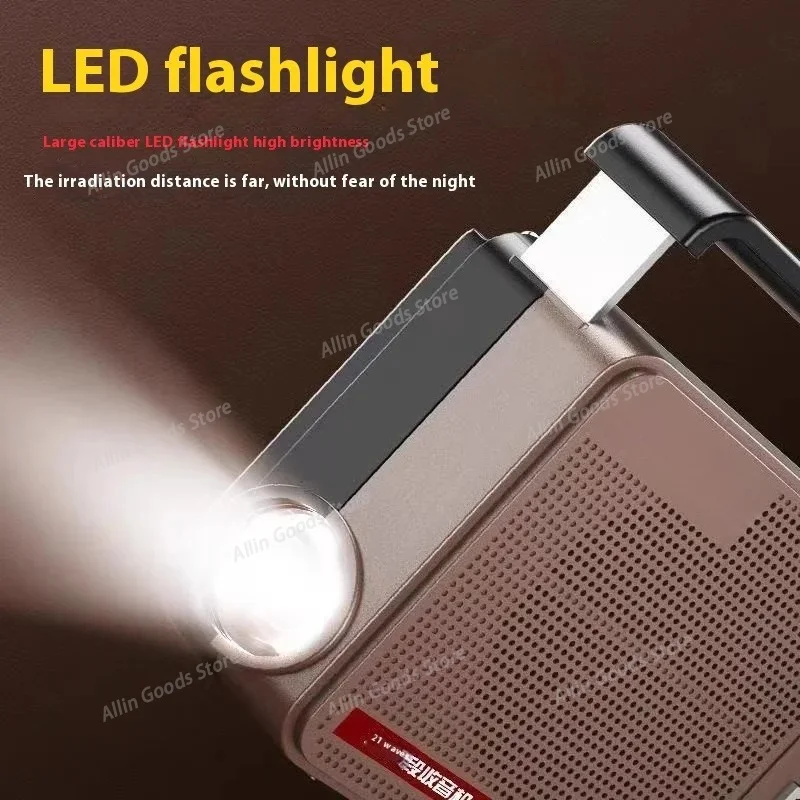 E35 Radio Full Band Hifi Bluetooth Digital Retro Radio Portable Mp3/Tf/U-Disk Music Led Flashlight Player Custom Speakers