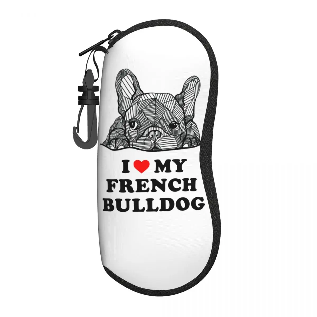 Custodia per occhiali personalizzata I Love My Bulldog francese Custodia per occhiali portatile Scatola per occhiali da sole