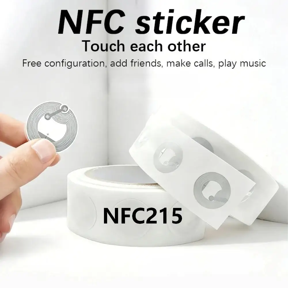 20 unidades de etiquetas NFC autoadesivas Ntag215, 13,56 MHz, ISO14443A, brancas, universais, 215 RFID, compatíveis com smartphones, etiquetas adesivas.