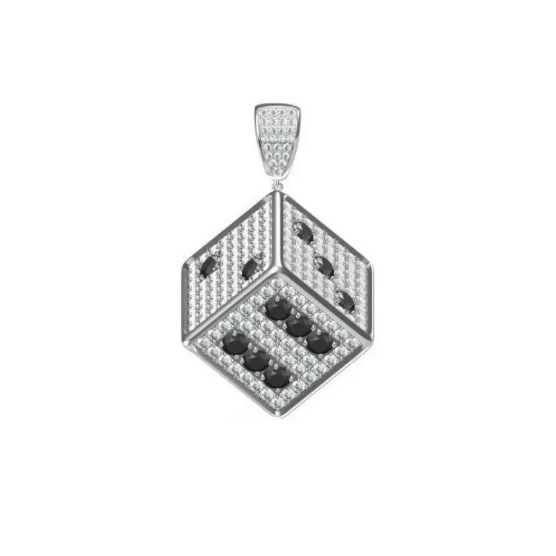Hip Hop Premium Dice Pendant S925 Sterling Silver Full of Moissanite Trend