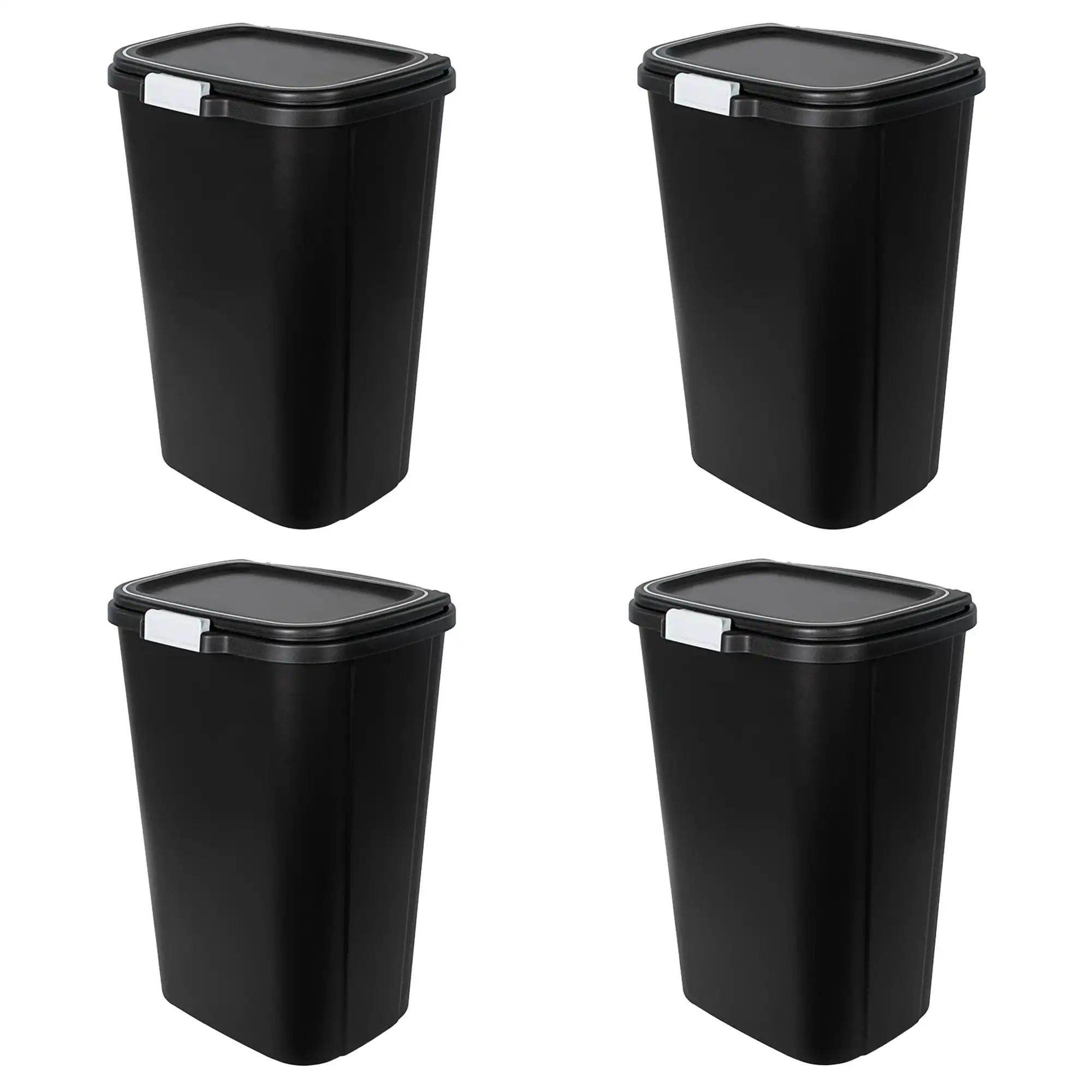 

13 Gal Odor Block Touch Top Kitchen Durable Trash Can, 4 Pack, Black Suitable for effective waste disposal in any area