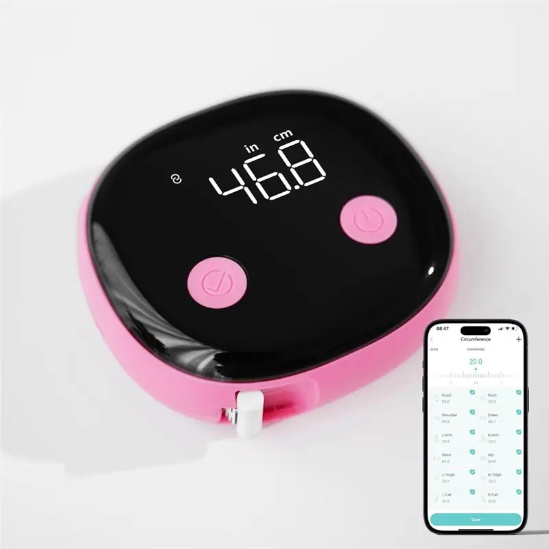 HLZS-Body Tape Measure, Bluetooth Digital Measuring Tape With Lock, One-Hand Retractable Tape For Tracking Waist/Arms Hips/Legs