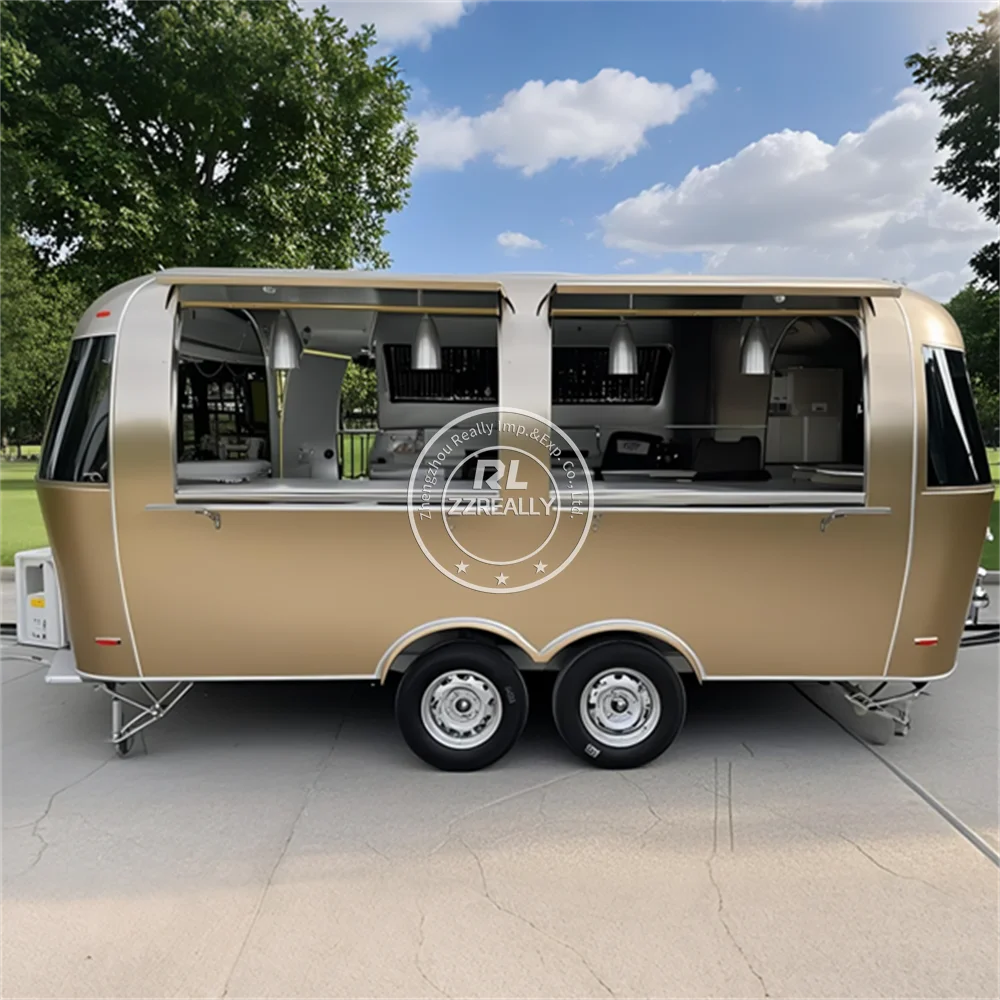 2025 신형 맞춤형 스테인리스 스틸 푸드 트레일러 이동식 스낵 푸드 트럭 아이스크림 이동 트레일러 케이터링 트럭 판매