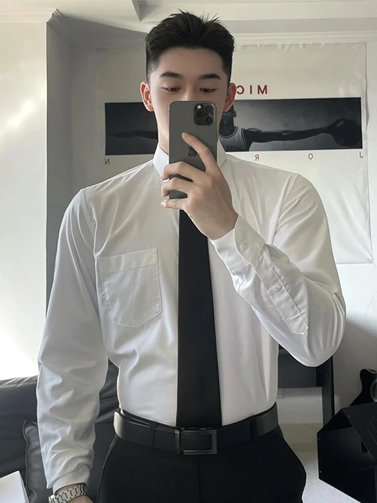 

Briti Sle White irt Long Sve Suit Inner Mature Stable Sexy Briti Faion Loose Fit Breathable Polyester Fiber irt