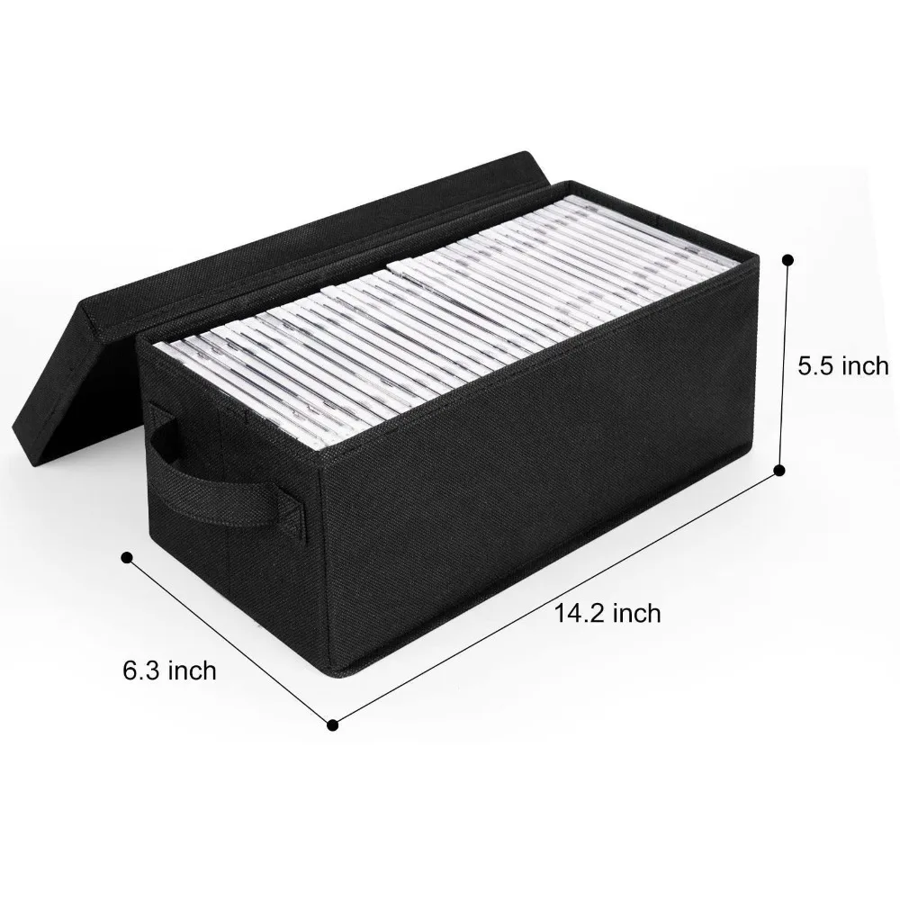 Foldable CD DVD Storage Box With Lid Movie Media Organizer Bin Non Woven Fabric Container For Video Games Books Clothes Cabinets
