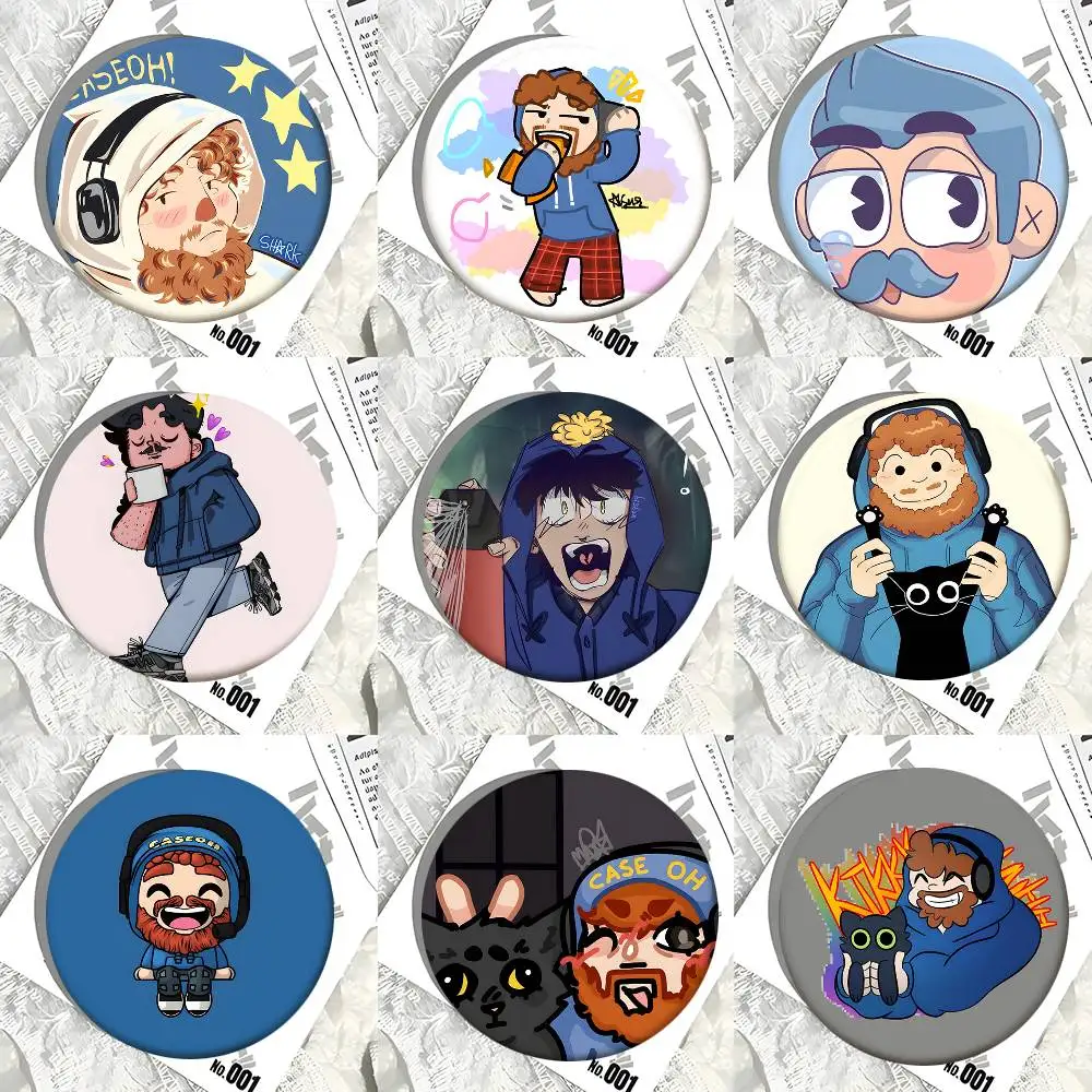 1pc Gamer C-CaseOh Cat Cartoon Style Badge Brooches On Backpack Decoration Round Enamel Pins For Accessorys