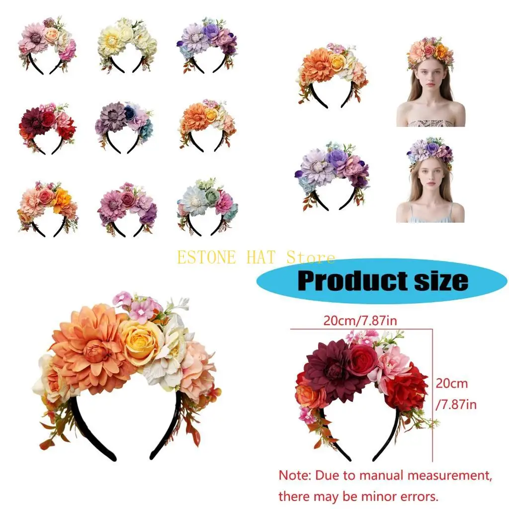 

49MF Elegant Artificial Flower Hairband Soft Fabric Hairband For Weddings Event