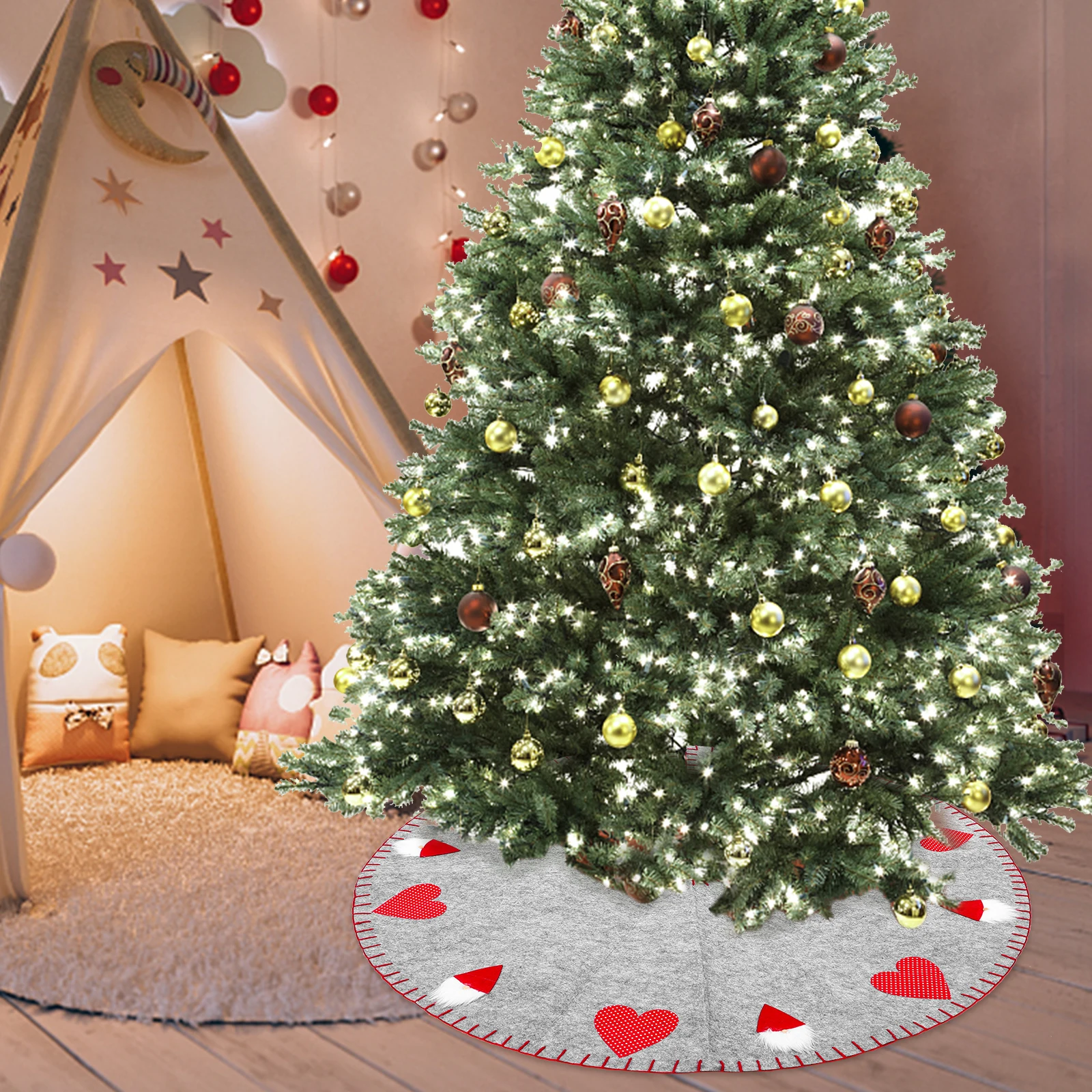 

Christmas Tree Skirt Xmas Dress Decorative Bottom Cloth Vintage Props Shop Holiday Supplies Festive Atmosphere Realistic Texture