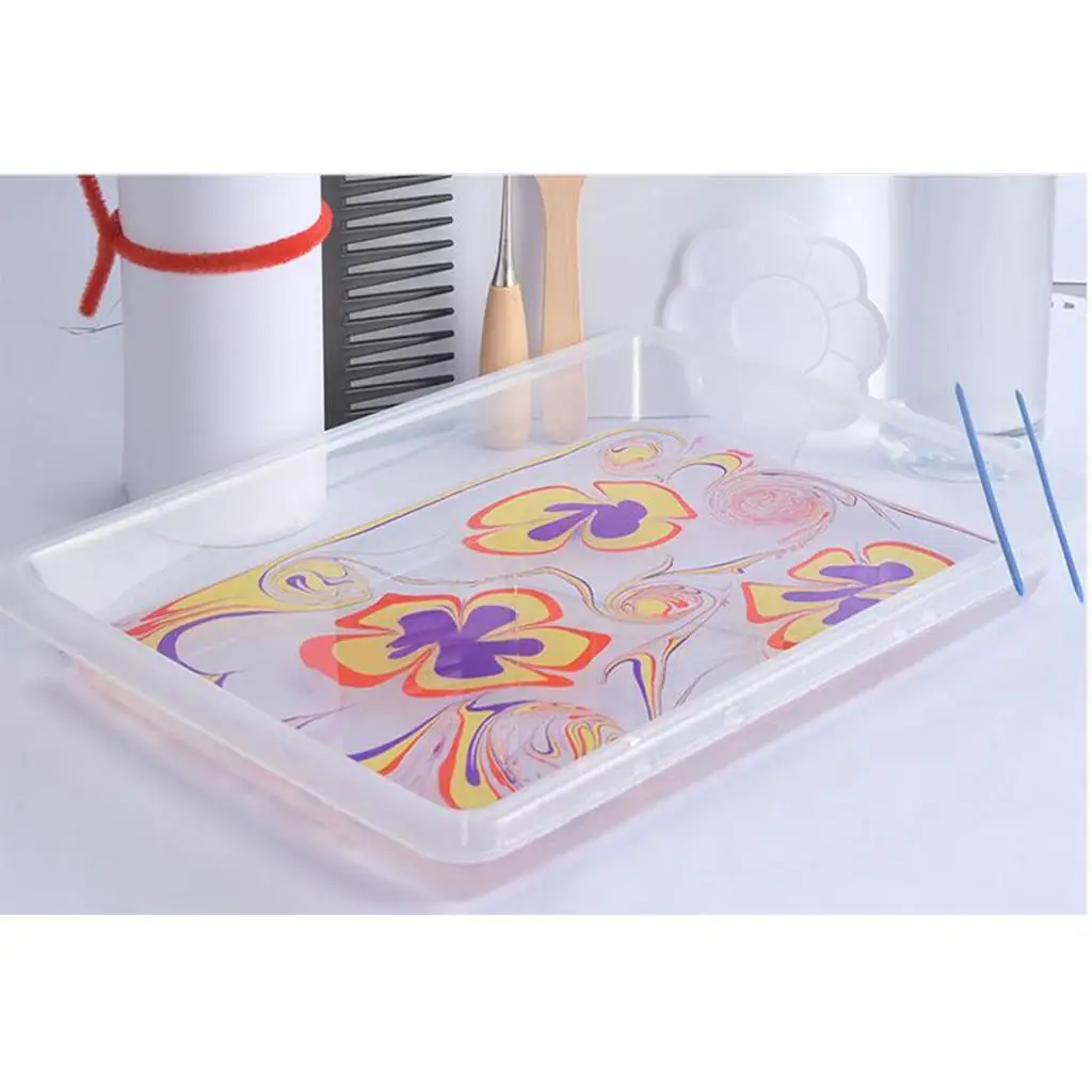 Plastic Ebru Art Tray Marbling Painting Kit for Children DIY Craft Supplies Art and Craft Materials for Kids