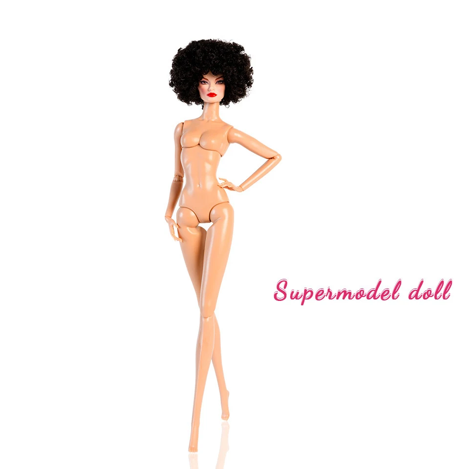 Originele 32 cm Supermodel Pop 1/6 Naakt Pu Spier Pop Trendy Figuur Kort Krullend Haar Gezamenlijk Beweegbaar Lichaam + Hoofd mode Collector
