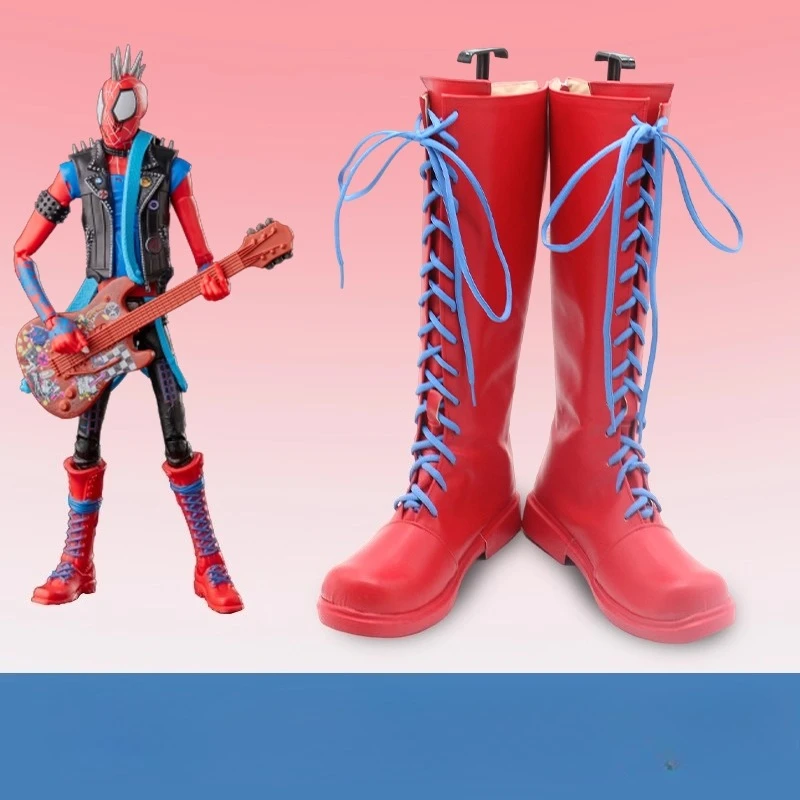 Spider-Man Hobie Brown Leather Shoes Mid-calf Boots Halloween Masquerade Carnival Performance Party Cosplay Costume Props