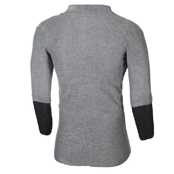 Men's Scarf Collar Patchwork Knit Cardigan 6 Men's Sweaters Autumn Spring Scarf Collar Knitted Sweater Jackets Cardigan Coats Patchwork Men Clothing Casual Knitwear MY170 6