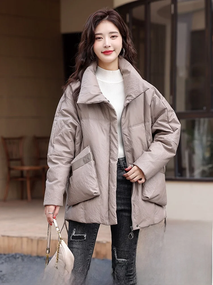 Winter 2022 Dames Echt Leer Down Jaet Halflange Thiened Eapenvacht Loose Fit Koreaanse Sle Bovenkleding Jas