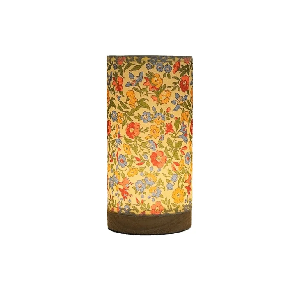 Small LED Bedside Night Lamp USB Plug in Linen Desktop Decoration Lamp Three Colors Adjustable Wooden Table Lamp Living Room